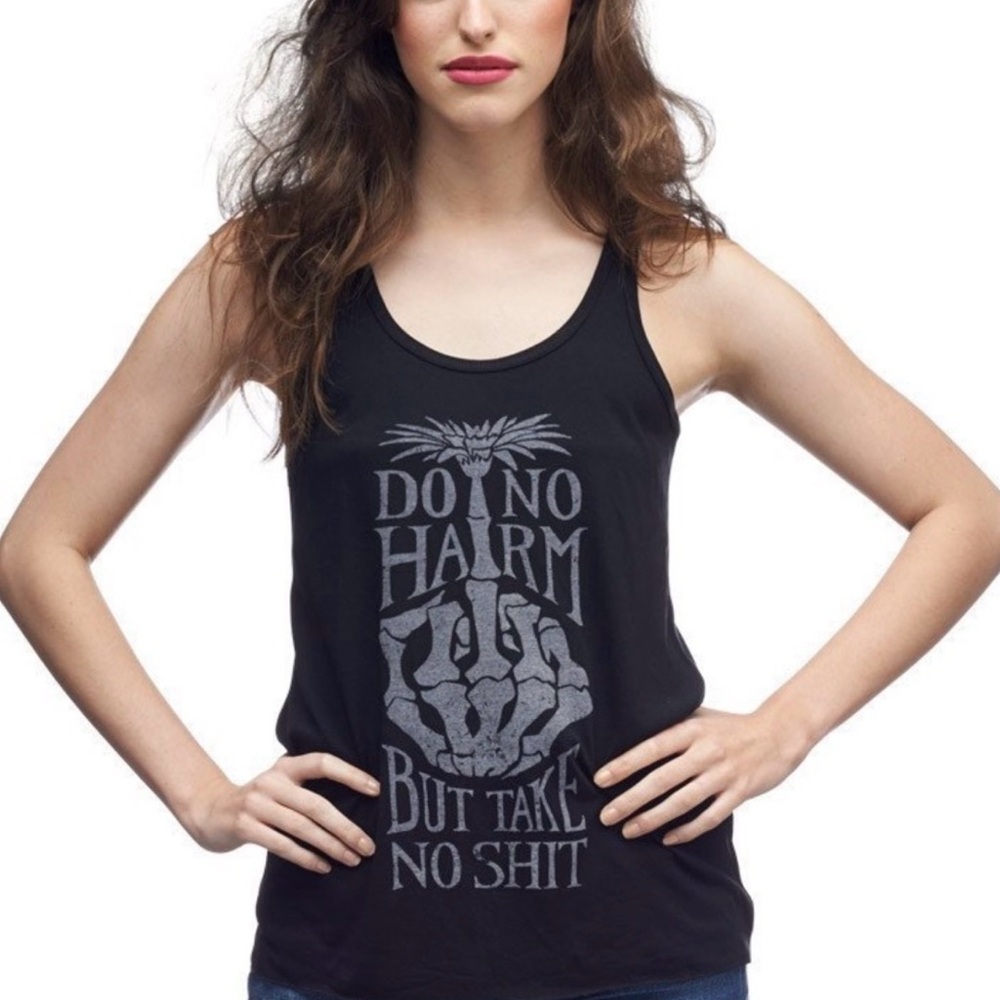 Human Unlimited Black Graphic Tank Top - Do No Harm Print NWOT